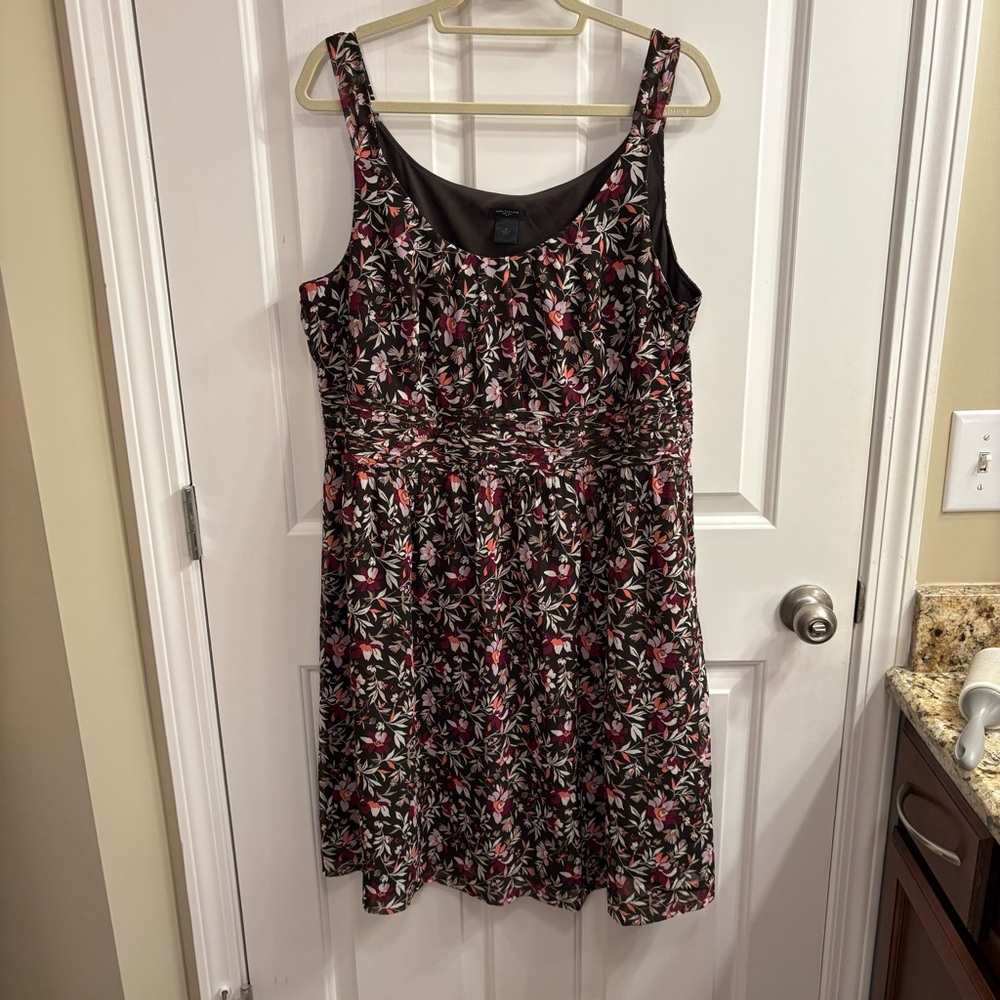 Ann Taylor Brown Floral Sleeveless Dress, 18